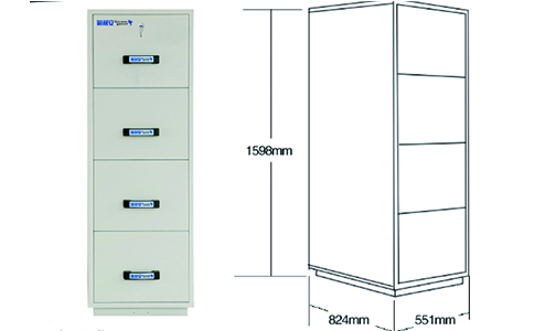 1小時(shí)4抽屜防火文件柜尺寸